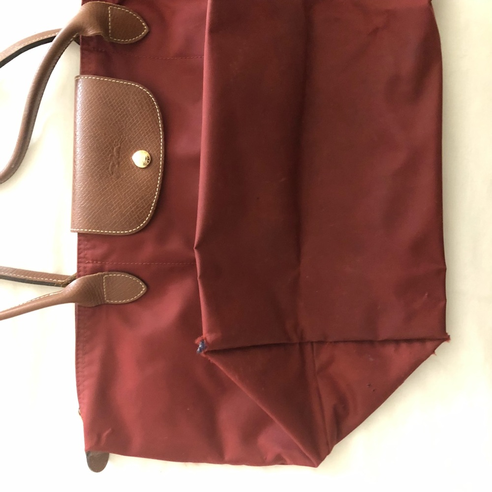 LARGE LONGCHAMP wine red le pliage tote bag